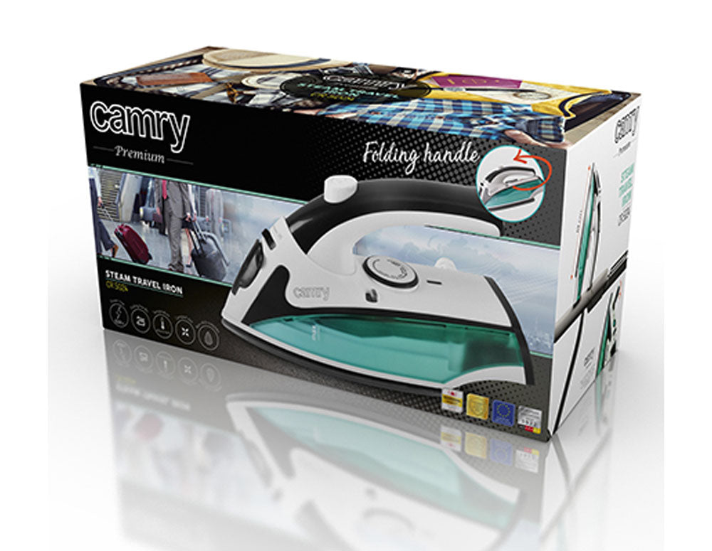 Fier de călcat de călătorie CAMRY CR-5024 1500 W cu abur, Placă de călcat antiaderentă