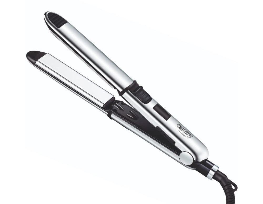 Placă de îndreptat părul profesională CAMRY CR 2320, 500W, 230°C, funcție de ionizare, plăci din titan, argint