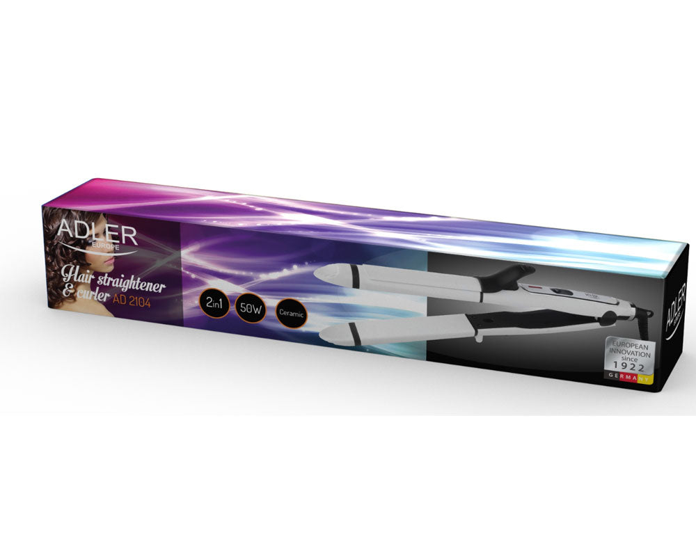 Placă de îndreptat și ondulat părul, Adler AD-2104, 2 în 1, ceramică