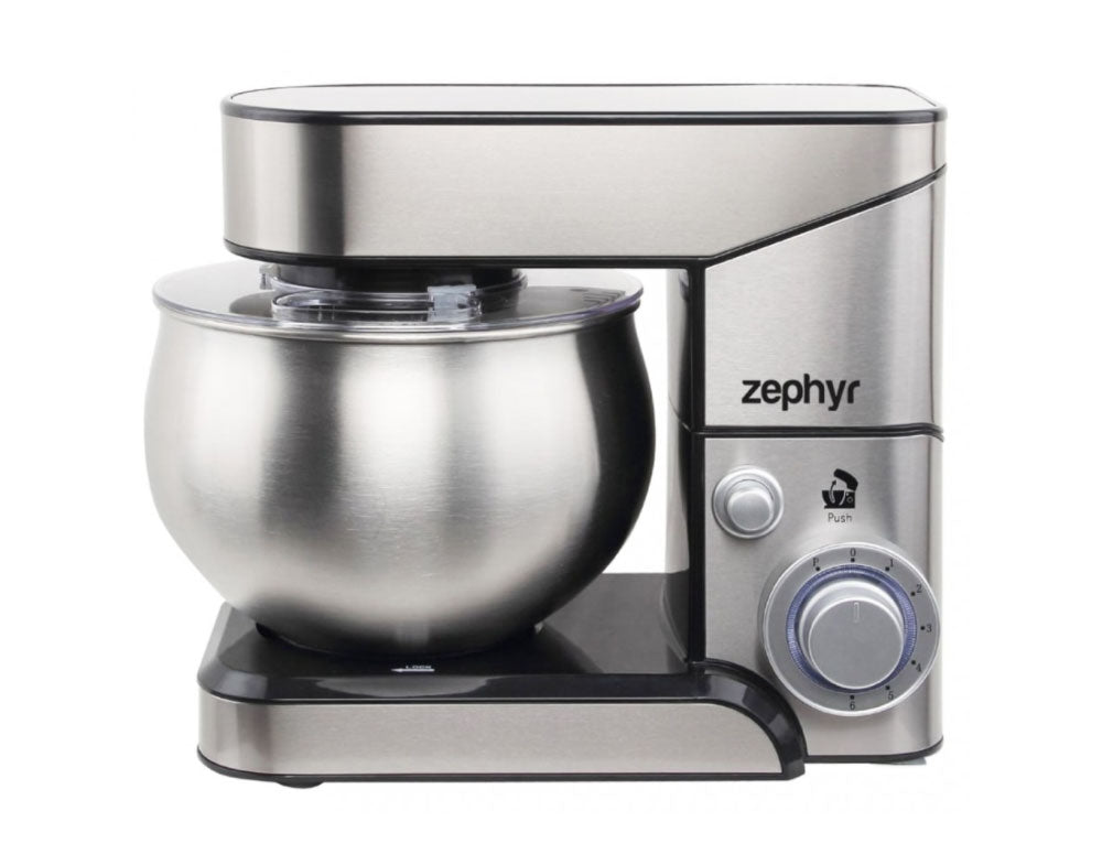 Mixer planetar cu bol din oțel inoxidabil ZEPHYR ZP 1115 U, 1000W, 5 litri, 6 viteze, Accesorii, Oțel, Argintiu