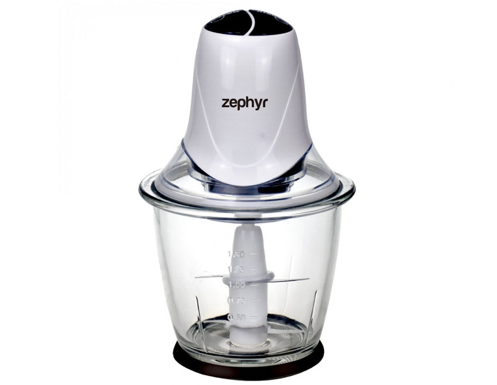 Tocător cu bol de sticlă ZEPHYR ZP 1111 IG, 300W, 1,5 litri, 2 viteze, 4 lame, Alb