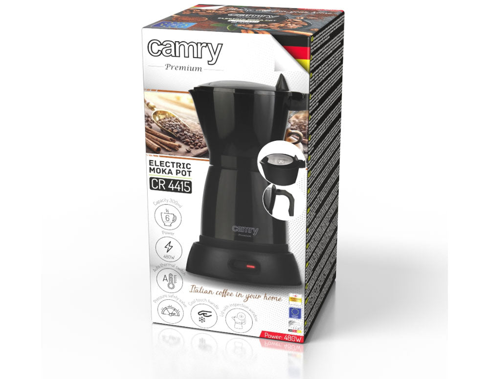 Cafetieră electrică cubaneză Camry CR 4415B, 480 W, 300 ml, 6 ore, Oprire automată, Negru