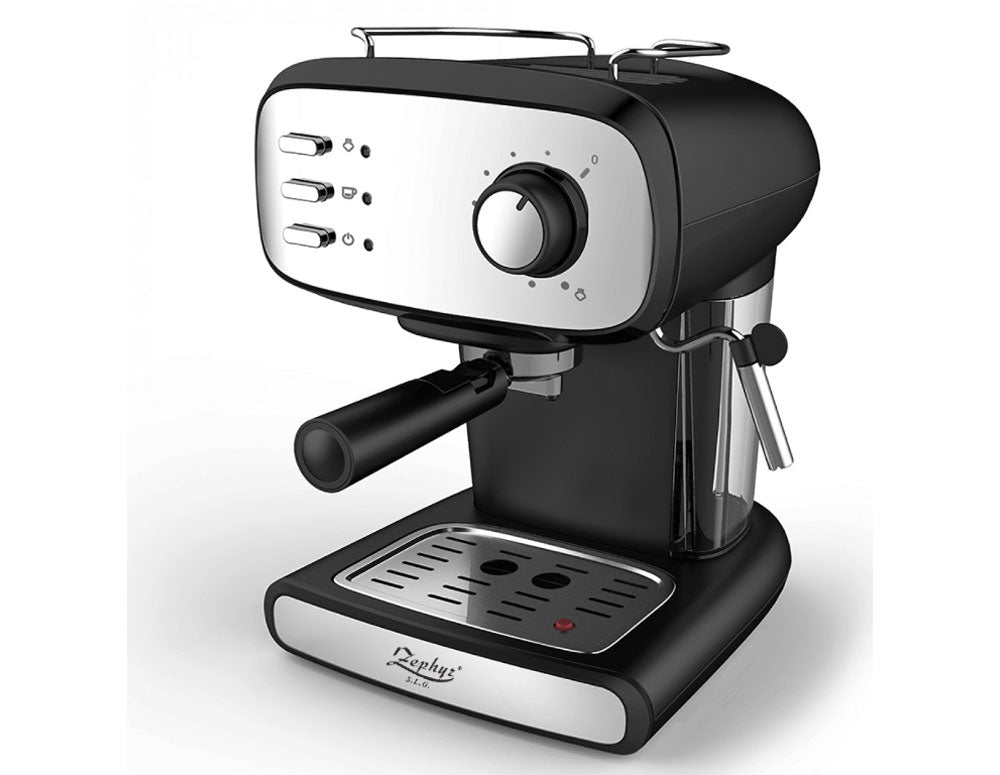 Espressor ZEPHYR ZP 1171 J, 850W, 15 bar, 1,5 litri, Disc cremă, Spumator, Oțel inoxidabil/negru