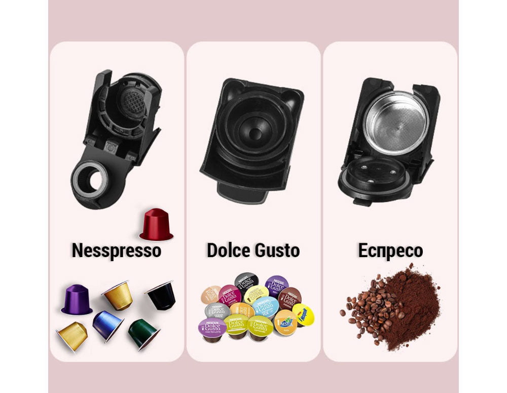 Espressor ZEPHYR ZP 1171 L, Pentru capsule și cafea măcinată 3 în 1, 1450 W, 19 bar, Negru