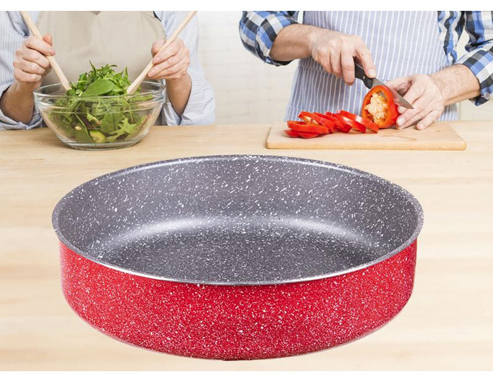 Tavă de copt ZEPHYR Red Passion ZP 1222 ER32, 32 cm, acoperire cu marmură, roșie