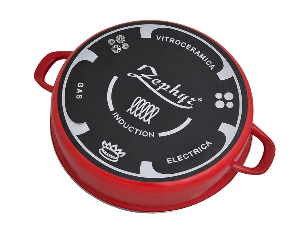 Oală și tigaie 2 în 1 ZEPHYR Stone Line ZP 1222 DE32, Înveliș de piatră, Inducție, Roșu