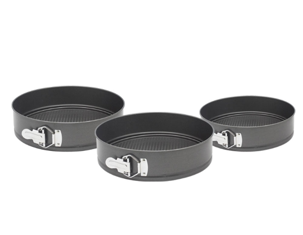 Set de forme de tort cu fund rabatabil ESPERANSA ES 1223 HS26, 24/26/28 cm, strat antiaderent, gri