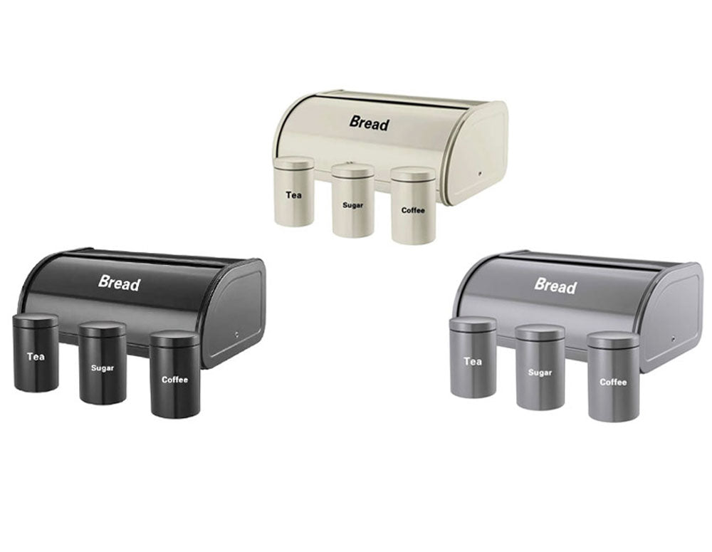 XJ-03610-4PC A-401 Set cutii pentru pâine cu /ceai, cafea, zahăr/, asortate cu culori aleatorii