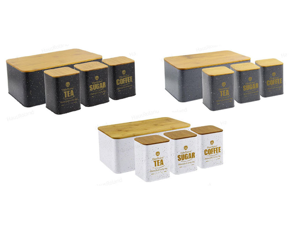 XJ-03616B-4PC HR404-1 Set cutii pentru pâine cu /ceai, cafea, zahăr/, asortate cu culori aleatorii
