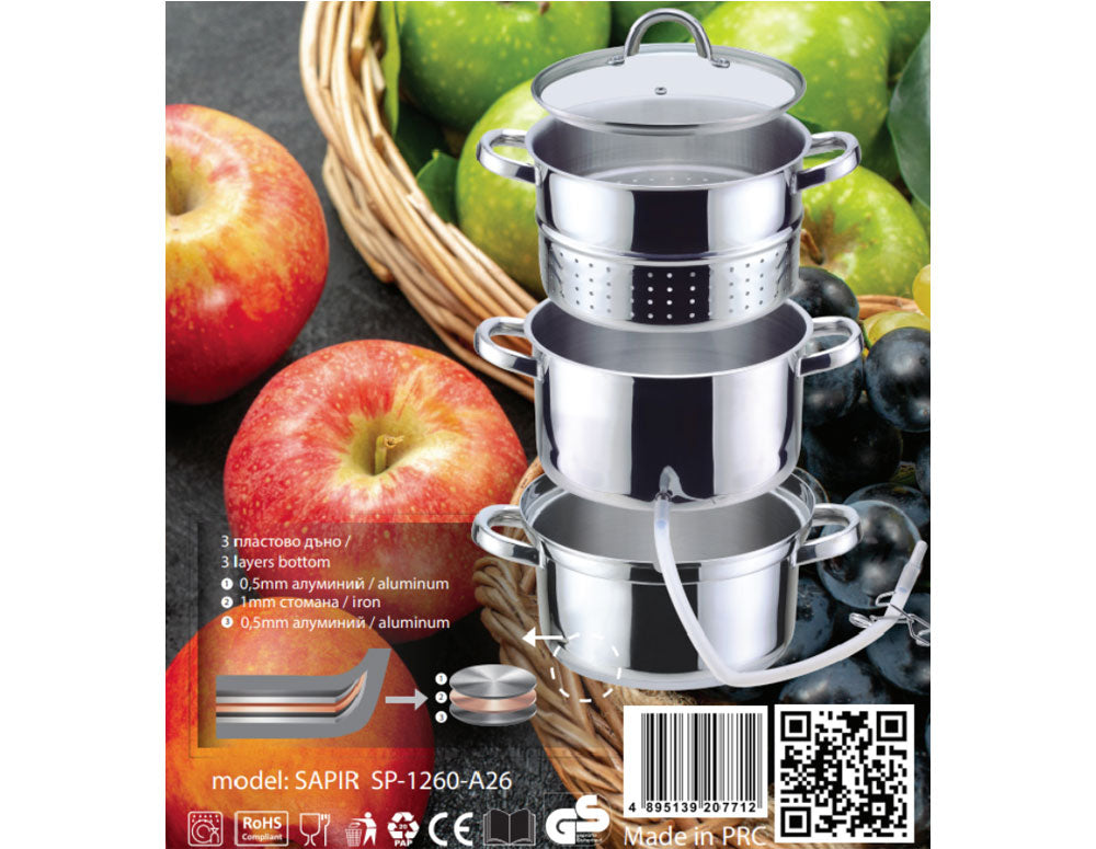 Storcător de fructe SAPIR SP 1260 A26, 8 litri, Carte de rețete, Oțel inoxidabil