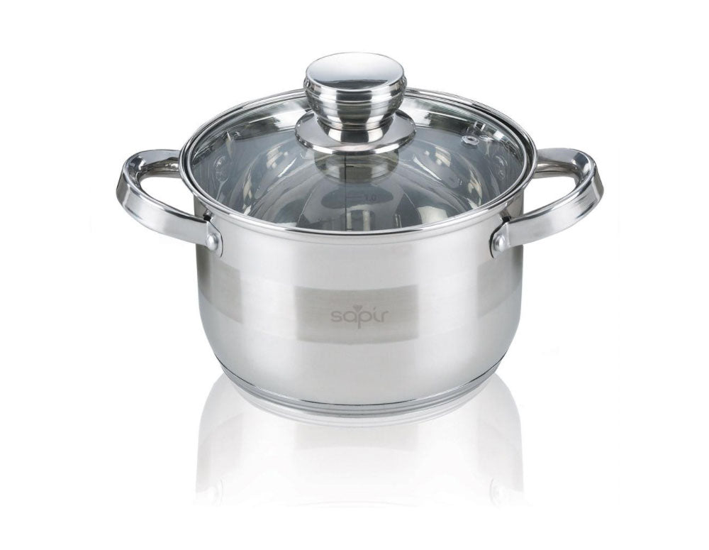 Cratiță cu capac SAPIR SP 1210 LI18, 2,9 litri, 18x11,5 cm, Fund multistrat, Inducție, Oțel inoxidabil