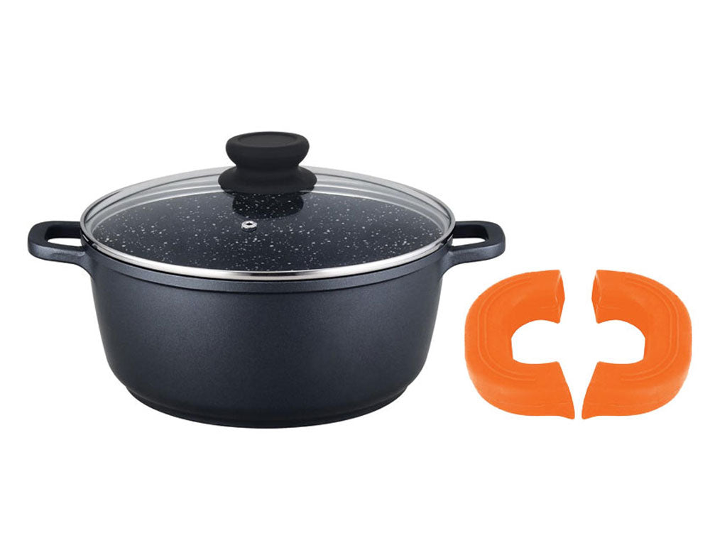 Oală cu capac ZEPHYR ZP 4318 M24, 4,5 litri, 24x11,5 cm, Mânere, Înveliș din granit, Inducție, Negru