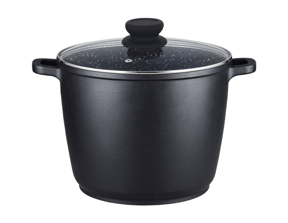 Cratiță adâncă cu capac ZEPHYR ZP 4318 M24D, 6,2 litri, 24x16,5 cm, Mânere, Înveliș din granit, Inducție, Negru