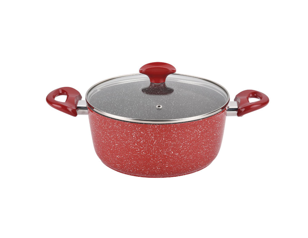 Oală cu capac ZEPHYR Red Passion ZP 4418 E20, 2,2 litri, 20x8,5 cm, acoperire cu marmură, inducție, roșu