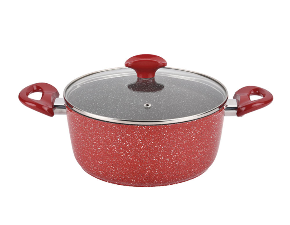 Oală cu capac ZEPHYR Red Passion ZP 4418 E28, 6,5 litri, 28x12,8 cm, acoperire din marmură, inducție, roșu