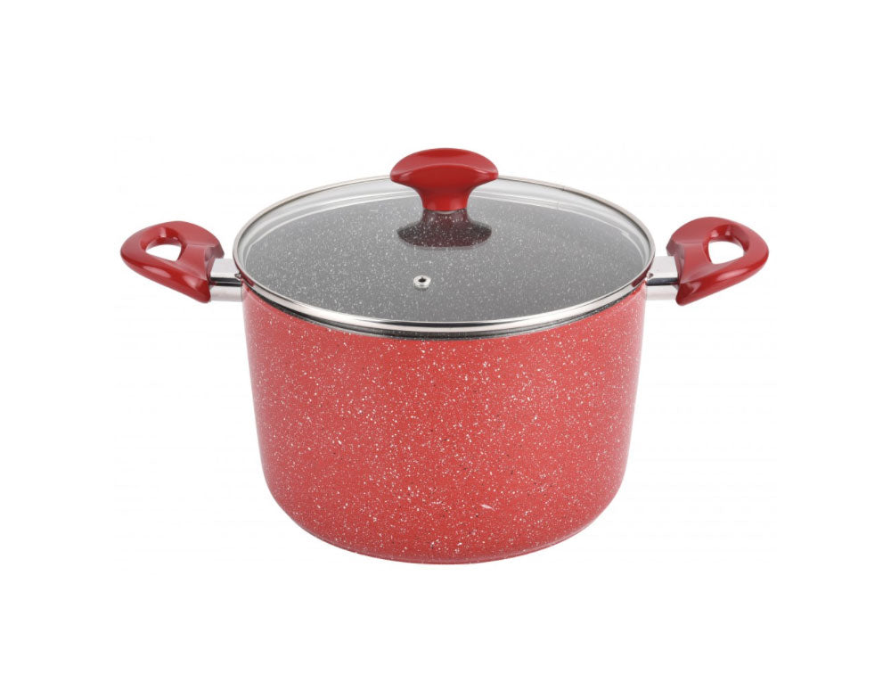 Cratiță adâncă cu capac ZEPHYR Red Passion ZP 4418 E20D, 3,4 litri, 20x13,2 cm, acoperire din marmură, inducție, roșu