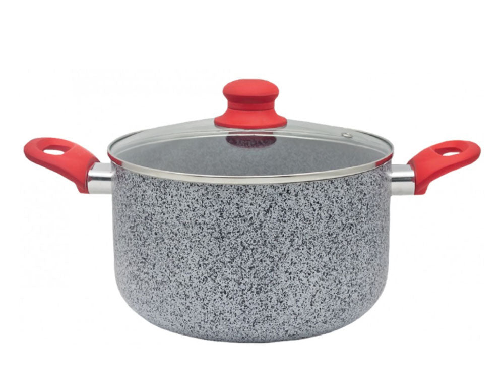 Cratiță adâncă cu capac ZEPHYR ZP 1318 NM, înveliș marmorat-ceramică, pentru inducție