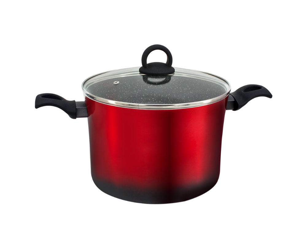 Cratiță adâncă cu capac ZEPHYR ZP 4418 T, înveliș din marmură, potrivită pentru inducție