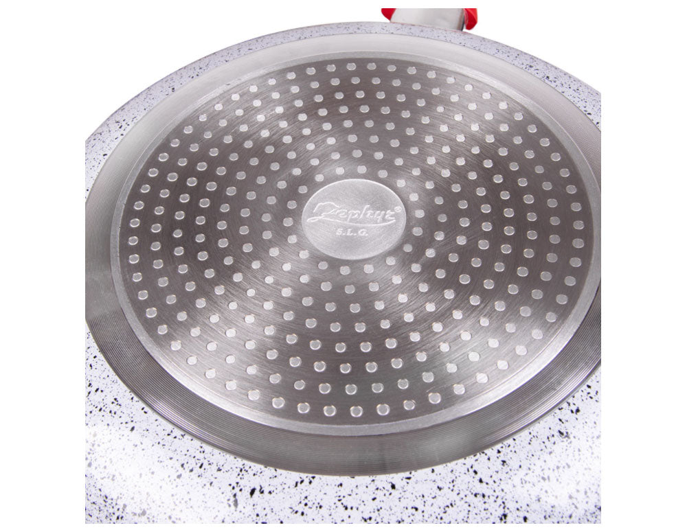 Tigaie ZEPHYR Actual line ZP 1319 NM28, 28x5.5 cm, Înveliș marmorat-ceramic, Inducție, Gri/roșu