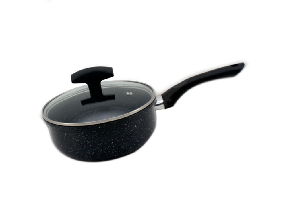 Caserolă cu capac SAPIR SP 1321 VM18, 1,8 litri, 18x8 cm, acoperire cu marmură, inducție, negru