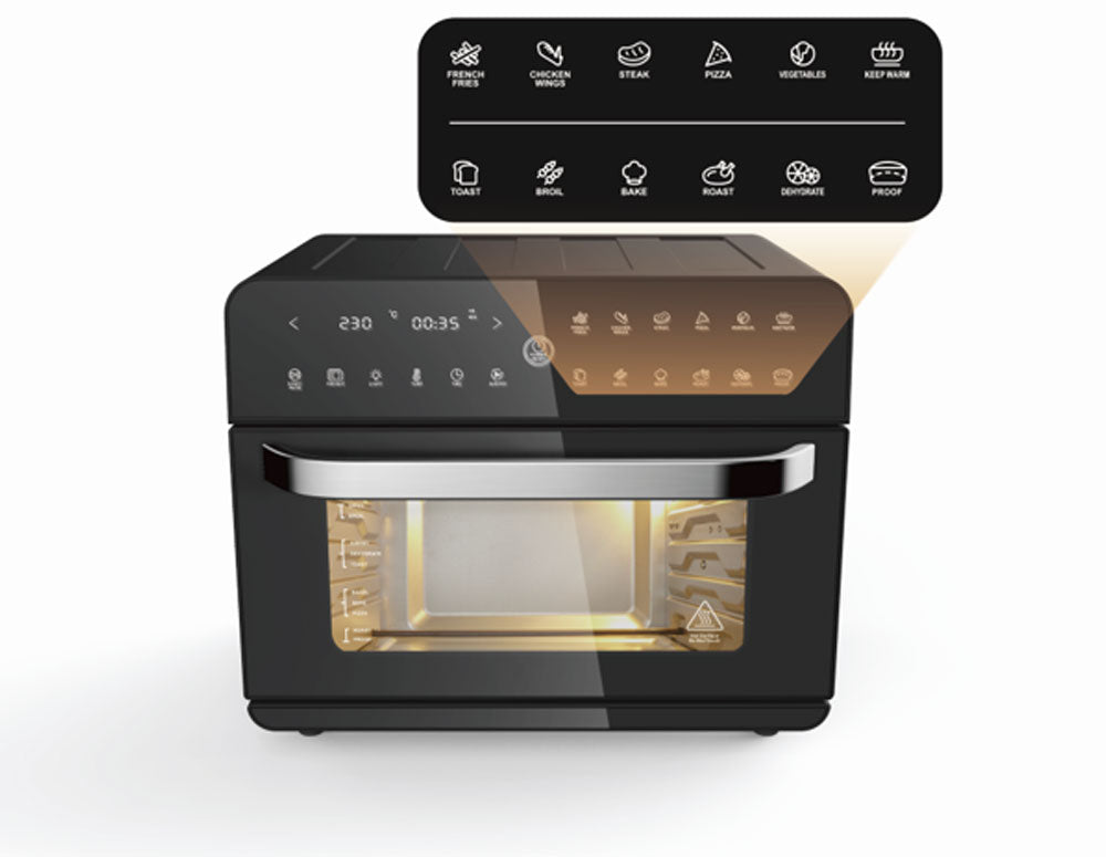 Cuptor cu aer cald multifuncțional ZEPHYR ZP 1441 V Deluxe ZEPHYR, 25 litri, 1800W, 12 funcții, Temporizator, Negru