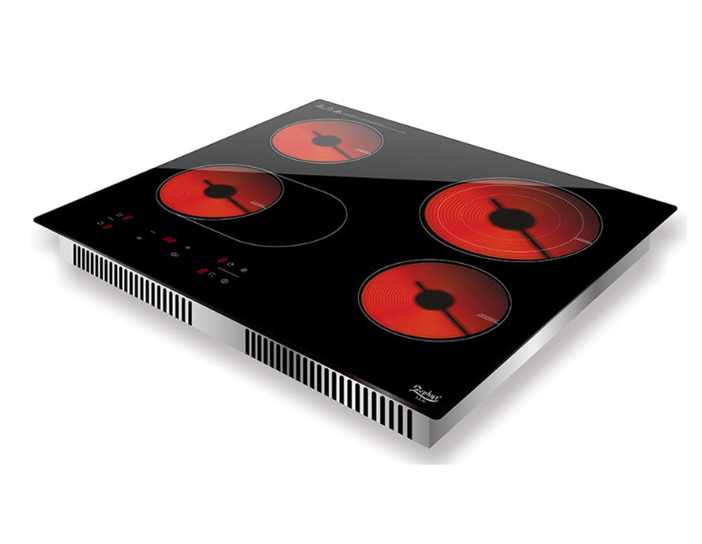 Plită vitroceramică încorporabilă ZEPHYR ZP 1445 IR4, 6700W, Încălzitor cu infraroșu, Cvadruplu, Negru