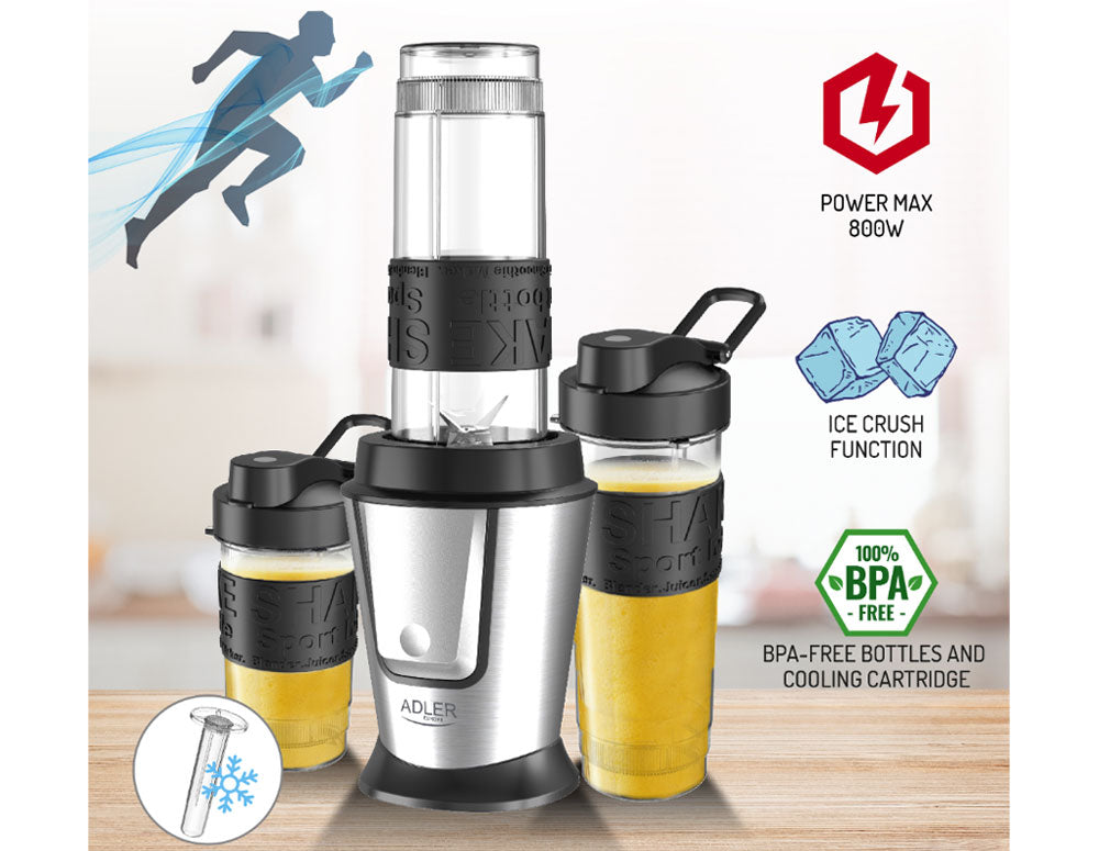 Blender cu 2 recipiente portabile cu capac Adler AD 4081, 500 W, 570 ml și 400 ml