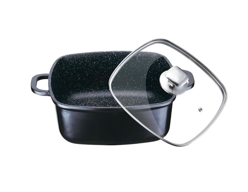 Oală cu capac PETERHOF PH 15830-28, 28 cm, 6,3 litri, acoperire granit, negru