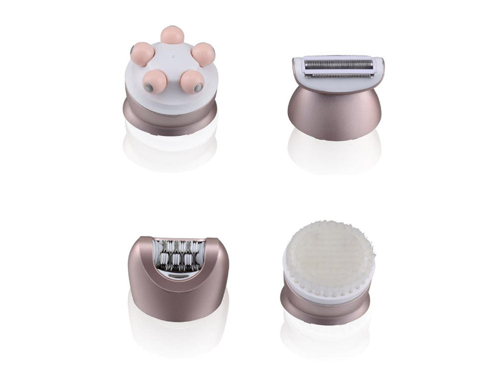 Epilator fără fir ZEPHYR ZP 1811 E, 4 în 1, 4 capete, 6 accesorii, 2 viteze, Rezistent la apă, Roz/Alb