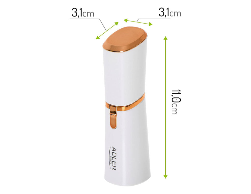 Aparat de tuns facial pentru femei ADLER AD 2939, lumină LED, fără fir, perlat/auriu