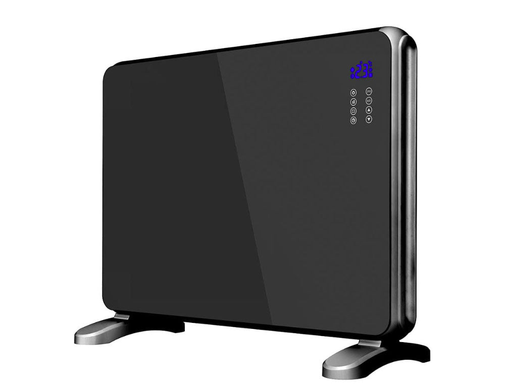 Convector cu panou de sticlă ZEPHYR ZP 1974 G, 2000W, Pentru perete sau podea, 2 niveluri, Telecomandă, 5 până la 35°C, LCD, Negru