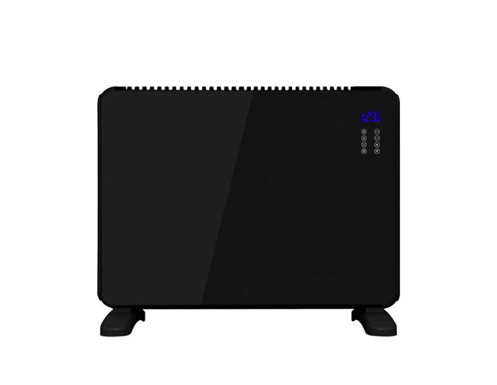 Convector cu panou de sticlă ZEPHYR ZP 1974 G, 2000W, Pentru perete sau podea, 2 niveluri, Telecomandă, 5 până la 35°C, LCD, Negru