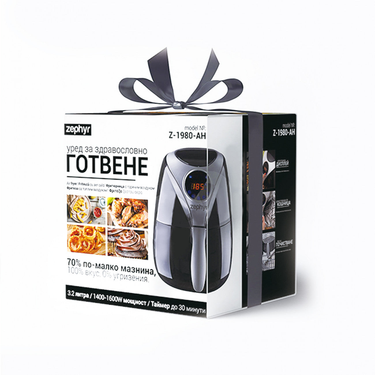 Friteuză cu aer cald ZEPHYR ZP 1980 AH, 1600W, 3,2 litri, Digitală, Temporizator, Neagră