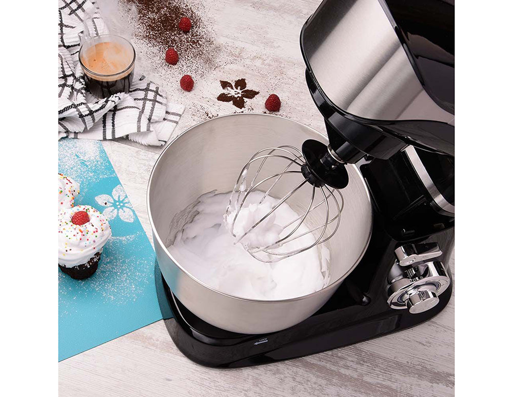 Mixer planetar cu bol din oțel inoxidabil ZEPHYR ZP 1115 Q, 1900W, 6,5 litri, 6 viteze, Accesorii, Negru