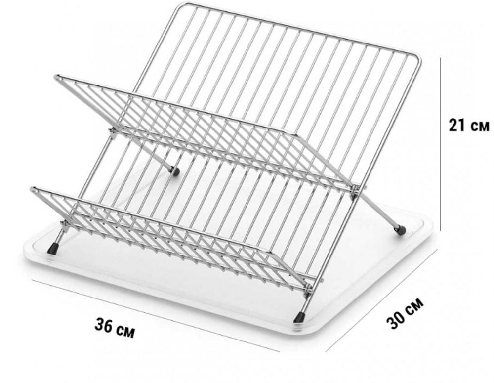 Uscător de vase pliabil ZEPHYR ZP-3000-TX, 2 niveluri, 36x30x21 cm, Crom