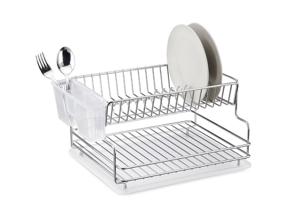 Uscător de vase cu 2 niveluri TEKNO TEL TR KB 005, 42 x 30 x 21 cm, Argintiu