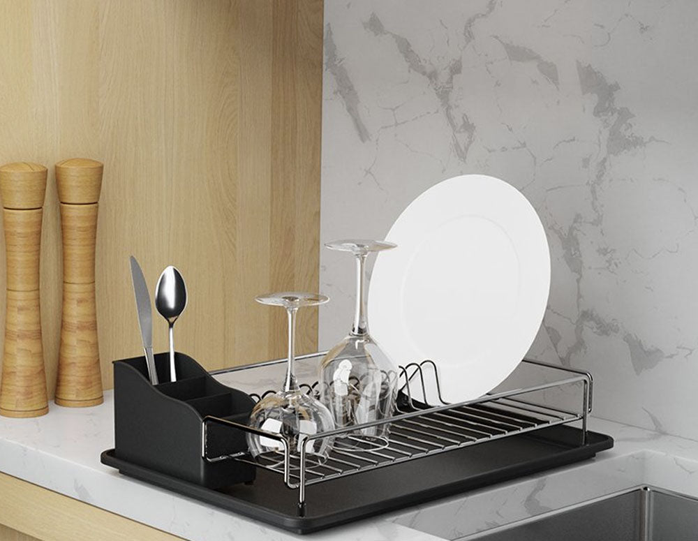 USCĂTOR DE VASE TEKNO TEL KB-006BP, 2 niveluri, tavă cromată-neagră