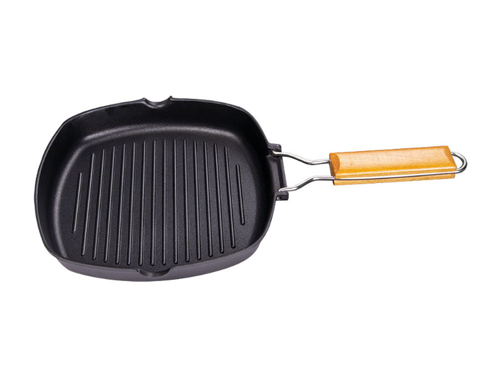 Tigaie grill cu mâner pliabil SAPIR SP 4316 C24, 24 cm, Antiaderentă, Neagră
