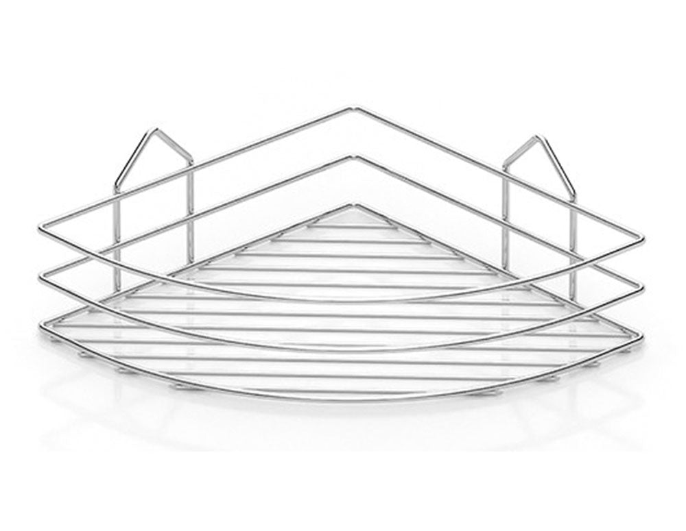 Raft de colț pentru baie pe 1 nivel TEKNO TEL BK 001, 23x23x9 cm, Fixare cu diblu, Crom