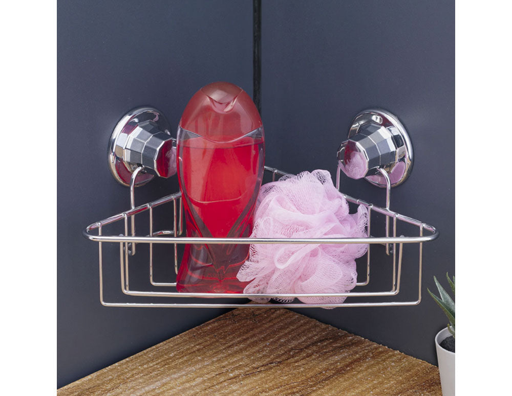 Raft de baie cu un singur nivel - colțar TEKNO TEL TR DM 251, 21x21x15 cm, Aspirator, Crom