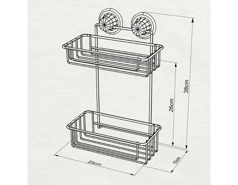 Raft de baie cu două niveluri TEKNO TEL TR DM 256, 25x15x38 cm, Aspirator, Argintiu