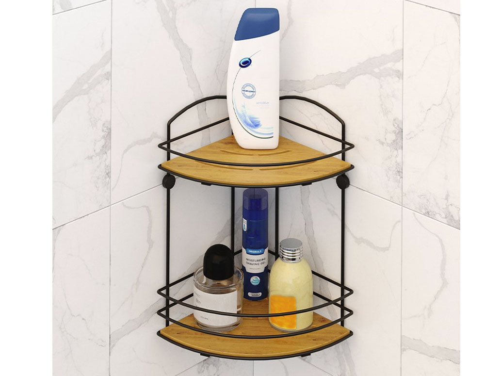 Raft de colț pentru baie TEKNO TEL BK-074B, 2 niveluri, lemn