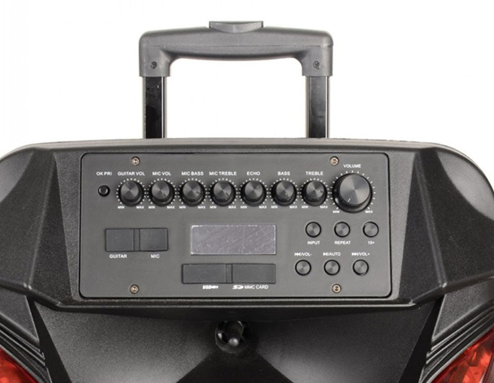 Boxă Zephyr ZP 9999 B12, 300W, 12 inci, Bluetooth, AUX, USB, Card SD, 2 microfoane, wireless, neagră, karaoke