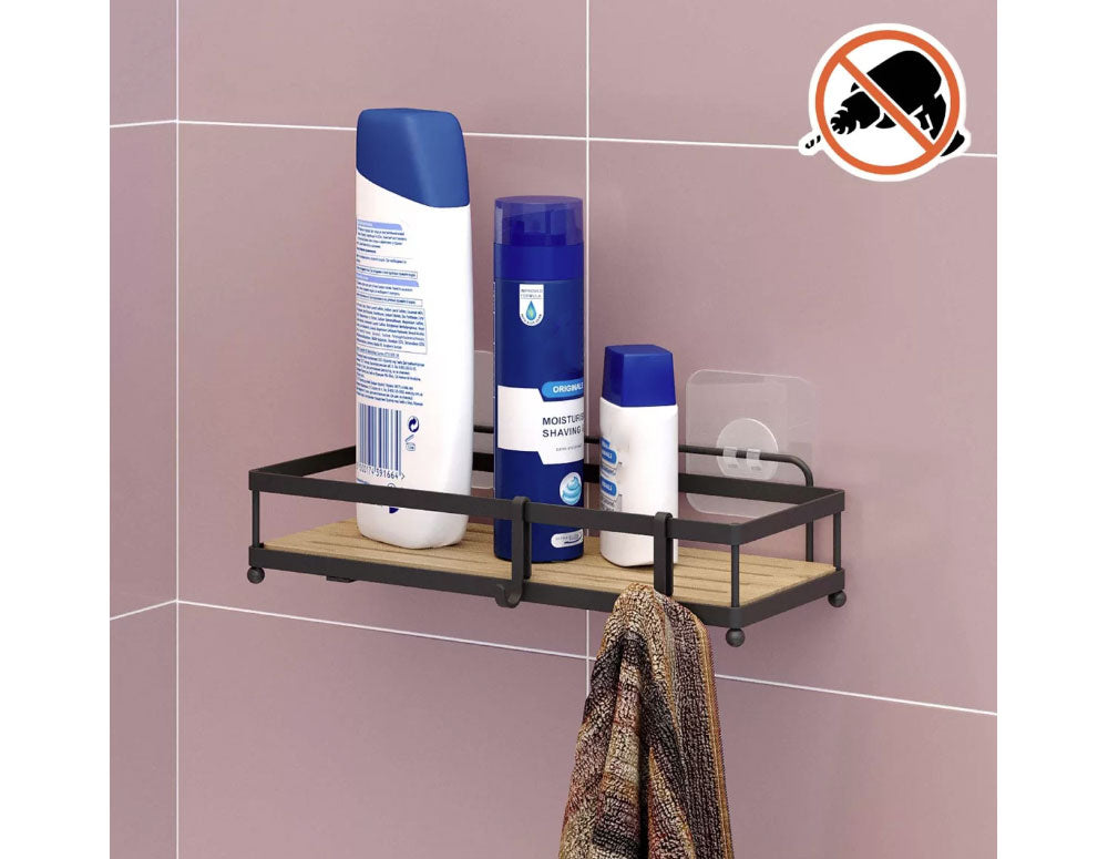 Raft de baie TEKNO TEL ST-180HB, 1 nivel, cu bandă dublu adezivă, negru