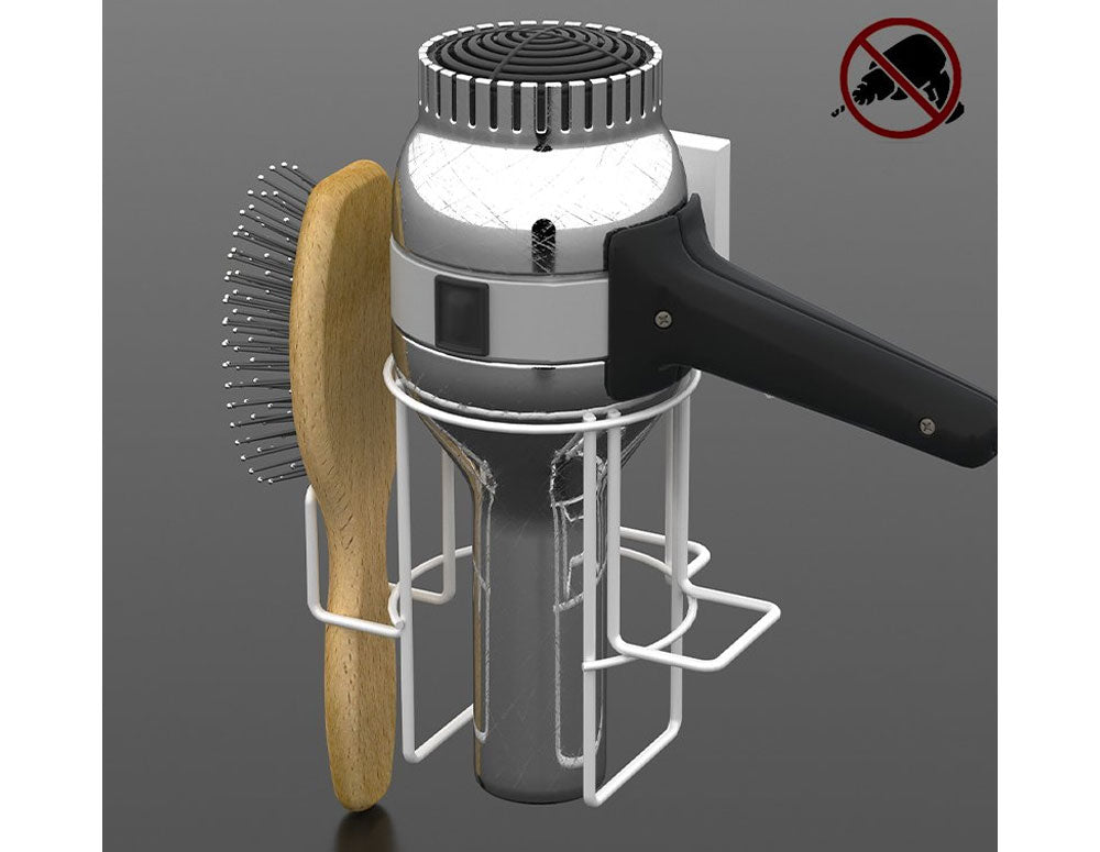 este: Suport uscător de păr TEKNO TEL EF-262W, bandă dublu adezivă