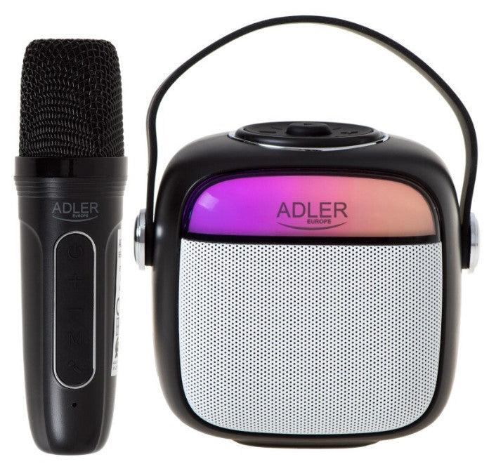 Boxă karaoke cu microfon Adler AD 1199, Wireless, autonomie 8h, USB-C, Bluetooth 5.1, Negru