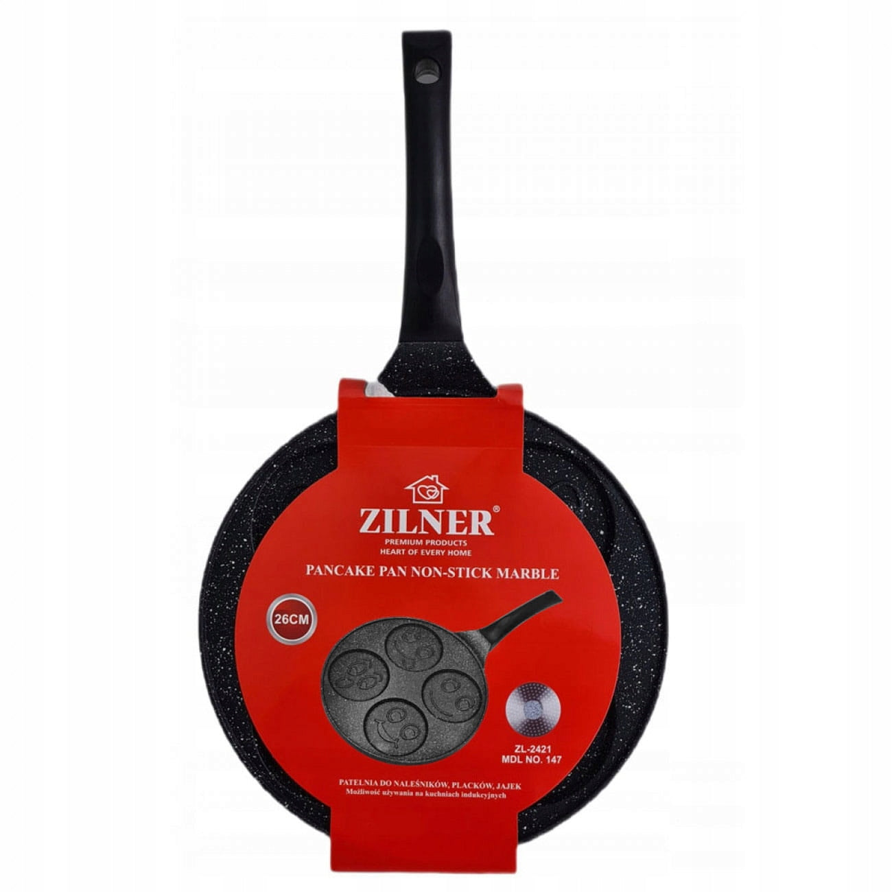 Tavă pentru clătite cu capac ZILNER ZL 2421, 26 cm, 4 forme diferite, acoperire cu marmură, neagră