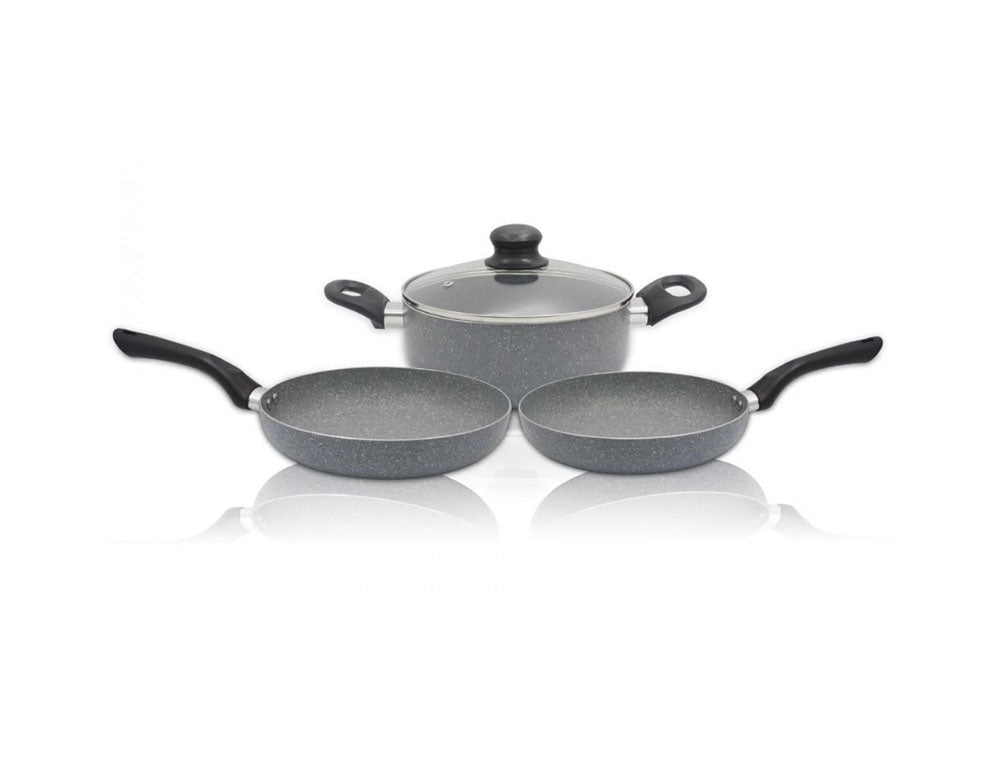 Set de tigăi și oale SAPIR Marble Cook SP 1318 CS4B, 4 piese, finisaj marmorat, gri