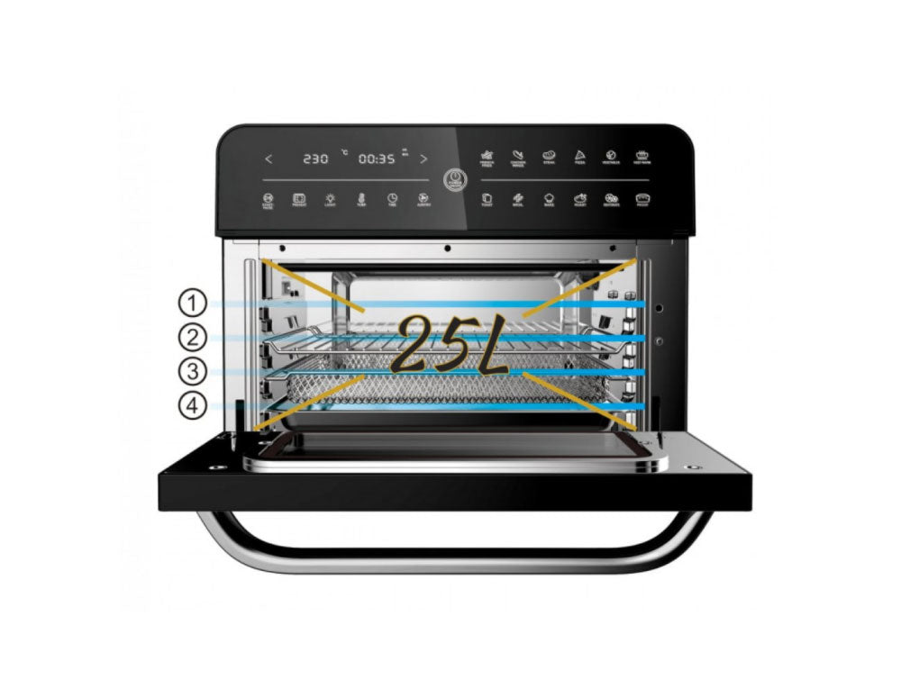 Cuptor cu aer cald multifuncțional ZEPHYR ZP 1441 V Deluxe ZEPHYR, 25 litri, 1800W, 12 funcții, Temporizator, Negru