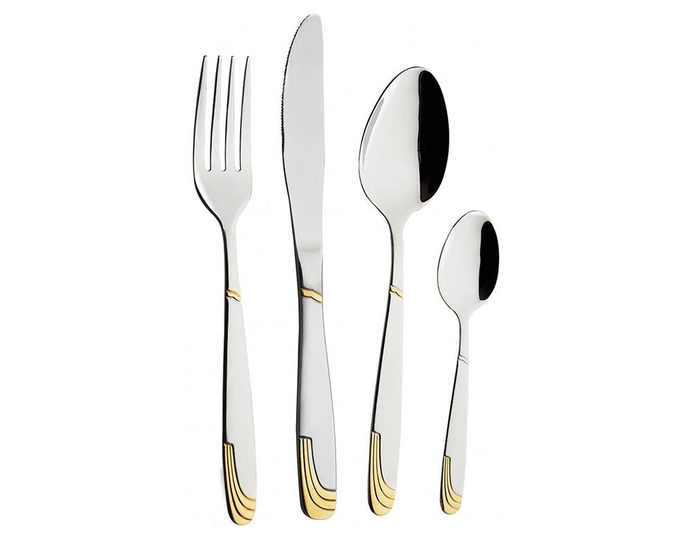 Set de tacâmuri ZEPHYR ZP 1512 AG GM, 24 piese, Oțel inoxidabil, Auriu/argintiu